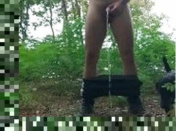 PEEING OUTDOOR # Naughty Guy Make Piss in Public Forest