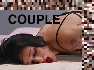 Hardcore fucking on the bed with seductive Rosalyn Sphinx in lingerie