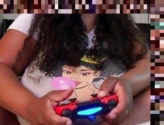 Black beauty and her boobs play video games