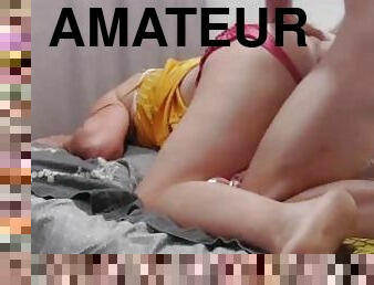 1125 - Amateur français, levrette, lingerie en satin, sexe habillé, pipe, anulingus