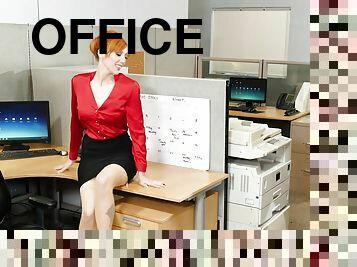 Interracial fucking in the office with horny redhead Lauren Phillips