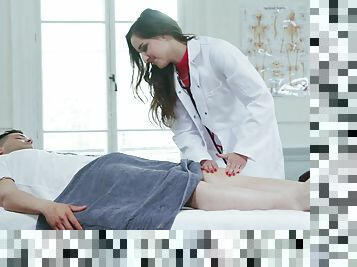 smashing nude female doctor goes full mode on young patient's big dick