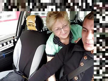 Horny granny fucks taxi cab driver