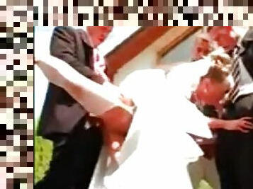 Gangbang of a hot bride with pissing