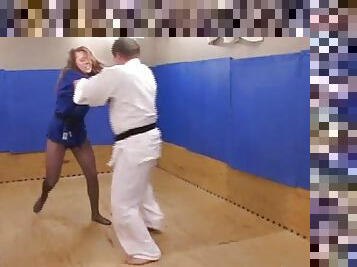 Judo woman vs two men