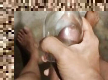 Cumming on a wine glass ???? with my creamy hot cum ????????