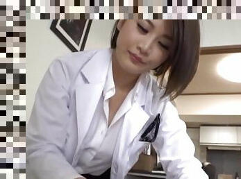 Foxy Japanese doctor drops her panties to have fun with a patient