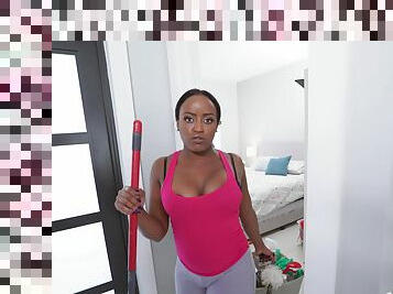 Wild interracial fucking in POV with busty ebony Nyna Stax