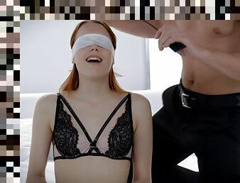 Wild fucking with tied up and blindfolded redhead Charlie Red