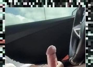 Public moaning in my car before a huge cumshot