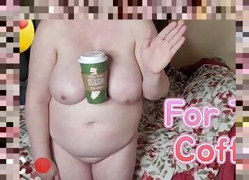 Horny BBW Wife Balances Coffee Cup Between Her Huge Busty Boobs!