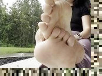 Petite Feet Penelope Ignores Outdoors