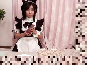 Japanese maid with cat ears Shiozaki Ai gets freaky on a cock