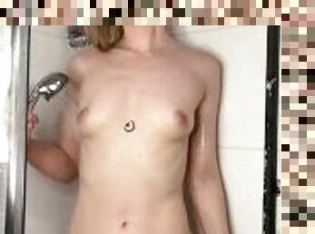 Naked Blonde In The Shower