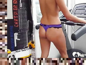 Hot stepsister at the gym shows off her naked body