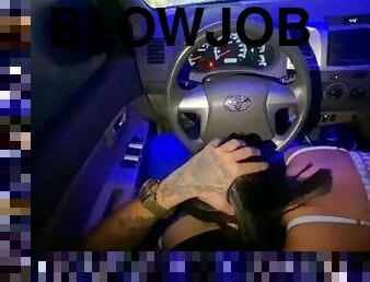 I give a blowjob while getting my car washed to the cleaner with my friend at the back