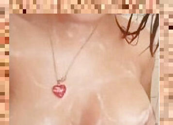 Hot redhead masturbates in the shower while seducing her neighbor