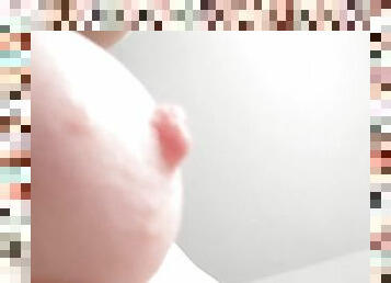 Big nipples for big step son. Close-up