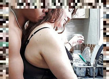 I seduce my stepsister in the kitchen, she has very tasty tits. Part 1.