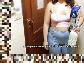 Stepmother came for milk with cereal and wanted to fuck me