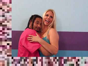Busty blonde MILF gets hammered by horny black guy