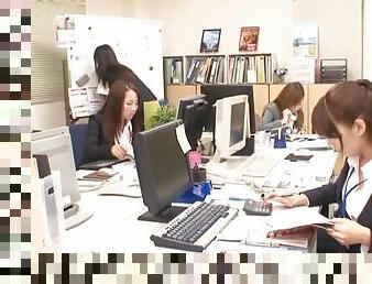 Japanese Office Girls Blow Their Boss