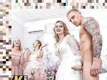 VIP4K. Babe shares her groom with two best friends right after the wedding ceremony