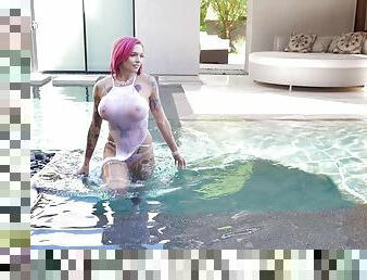 oversize friend's cock is everything this pink hair Anna Bell Peaks needs