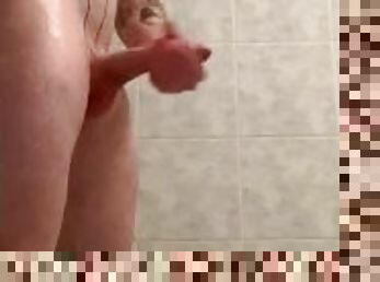 Masterbating my big cock in the shower