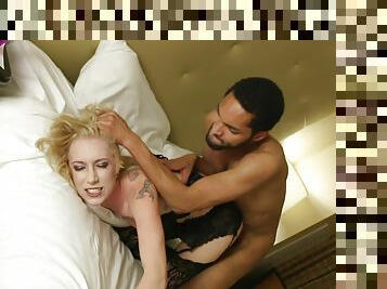 Hardcore blonde is being fucked by black dude