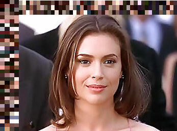 Gorgeous Actress Alyssa Milano in Sexy Dress Kissing Her Co-Star