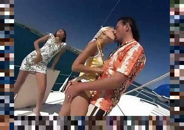 Great Threesome on a Yacht with Boroka Balls and Sahara Knite