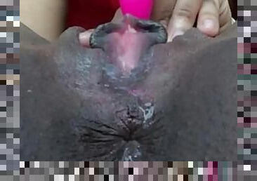 clito, extrême, orgasme, chatte-pussy, ébène, black, ejaculation, assez, humide