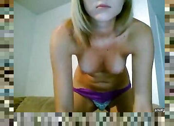 Naturally Breasted Blonde Amateur Showing Her Ass and Snatch in Videochat