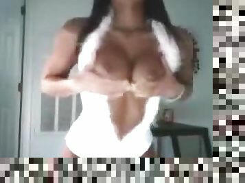 Sexy Ebony Chick Dances In a Sexy Bunny Outfit