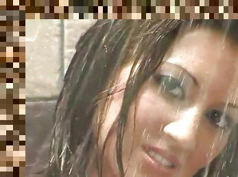 Jennifer Kali the passionate brunette takes a shower