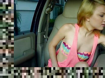 Blonde teen sucking hitchhiking driver to show it thanks