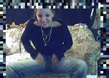 Hot teen doing a webcam striptease and masturbation show