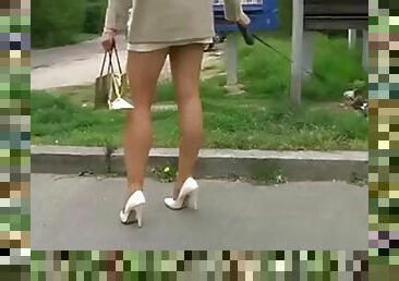 nylons and heels in public for us