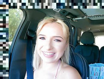 Messy facial ending for adorable blonde Maxie Mellow after riding