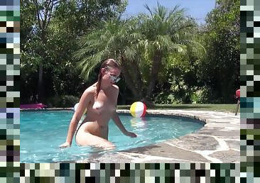 Teen cutie Jonni Hennessy sucks dick after a day at the pool
