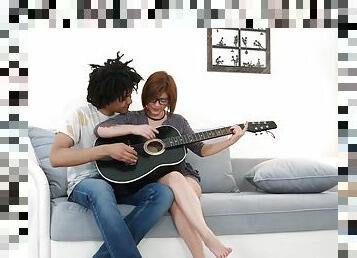 During the guitar lesson horny Rebecca Rainbow ask her professor to fuck her