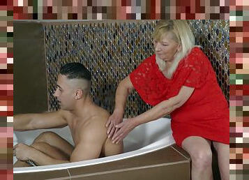 horny granny Irene wants to show all her sexual skills to her young friend