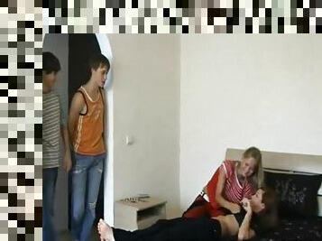 Russian Teenagers Orgy At Home When Friends Out