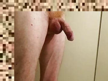 jerking off this morning- only semi erect but managed to cum
