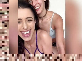 Sapphic sluts having fun on the bed - Abbie Maley and Miss Faye