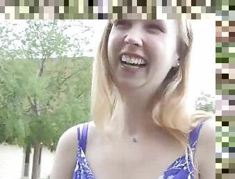 Watch this video to see Emilee's relieveing herself outdoors with big dildo