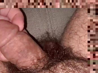 Playing With My Soft Hairy Cock and Balls Massaging My Thick Dick So Horny