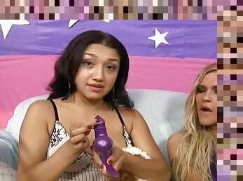 McKenzee Miles and Kylie Reese join a chick for a sex game with toys
