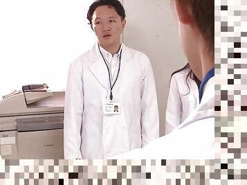 Asian nurse treated to a pussy drilling and a facial in the hospital